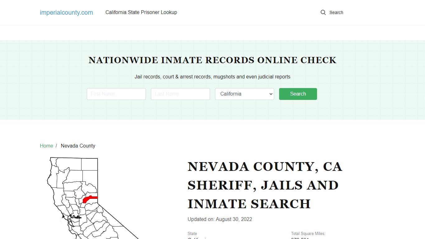 Nevada County, CA Sheriff, Jails and Inmate Search